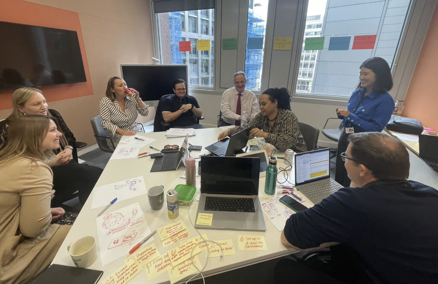 Workshop team group photo — redesigning telephony sales journey